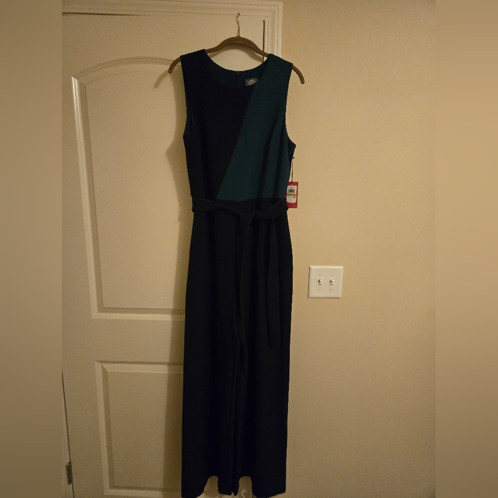 Elegant Green and Navy Blue Women's Jumpsuit By Vince Camuto